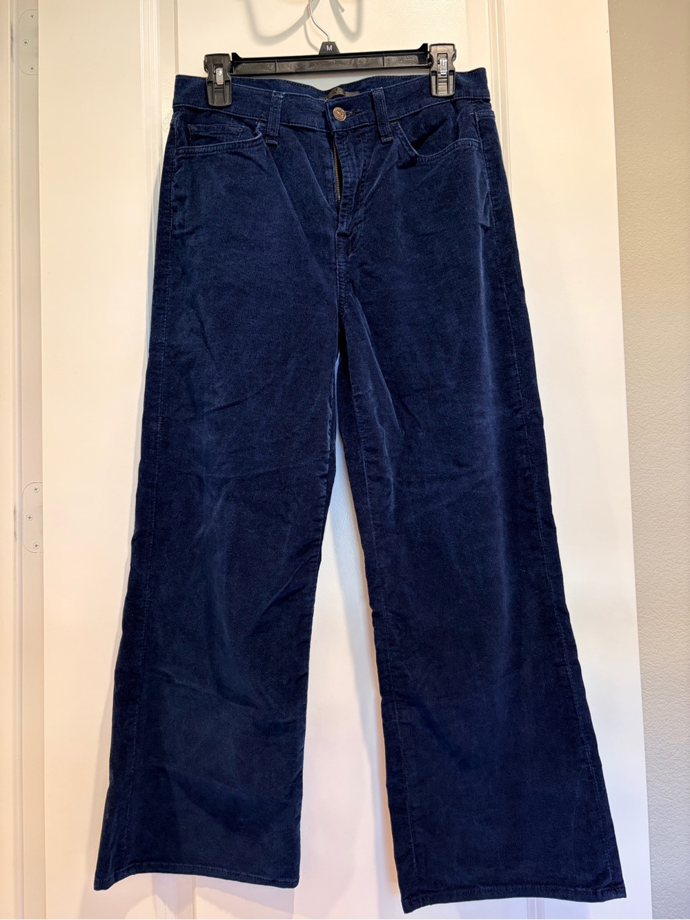 7 For All Mankind Navy Wide-Leg Stretch Corduroy Cropped Jeans Size 29